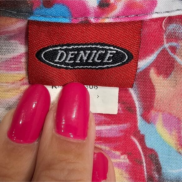 Denice Floral Scrub Top Cotton Blend Short Sleeve Two Front Pockets - Picture 4 of 6